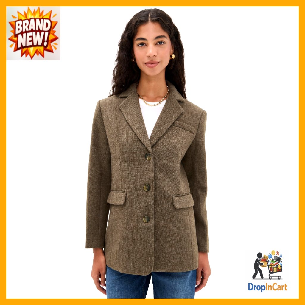 Classic Notch Collar Blazer Regular Fit Elegant Office Chic Button Cuffs